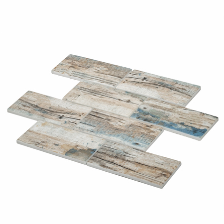 APOLLO TILE Sample of Blue And Beige Subway 11.5"x11.5" Recycled Glass Tile APLNNR9904BLEC37 Sample